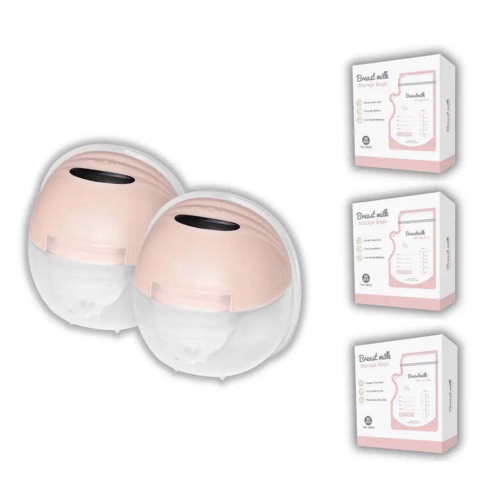 S21 dobbeltbrystpumpe sæt med to pumper og mælkeopbevaringsposer fra Babymart