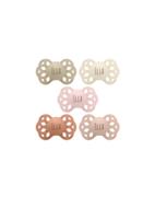 Bibs Infinity, Str. 1 (0-6 Mdr.), Symmetrisk - Silikone, Sut Med Navn , 5-pak