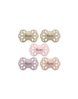 Bibs Infinity, Str. 2 (6+ Mdr.), Symmetrisk - Silikone, Sut Med Navn , 5-pak
